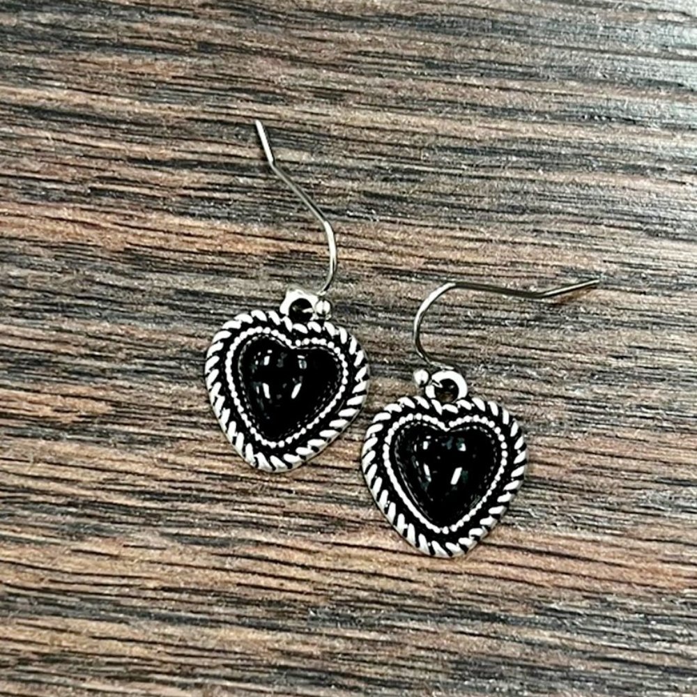 Black Heart Small Dangle Earring